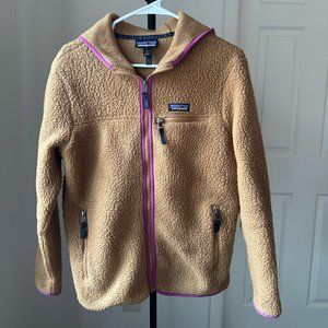 Patagonia Women's Retro Pile Hoodie Jacket, Nest Brown/Amaranth Pink, Small